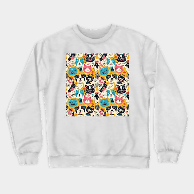 Eclectic Happy Pets and Nature Pattern Crewneck Sweatshirt by star trek fanart and more